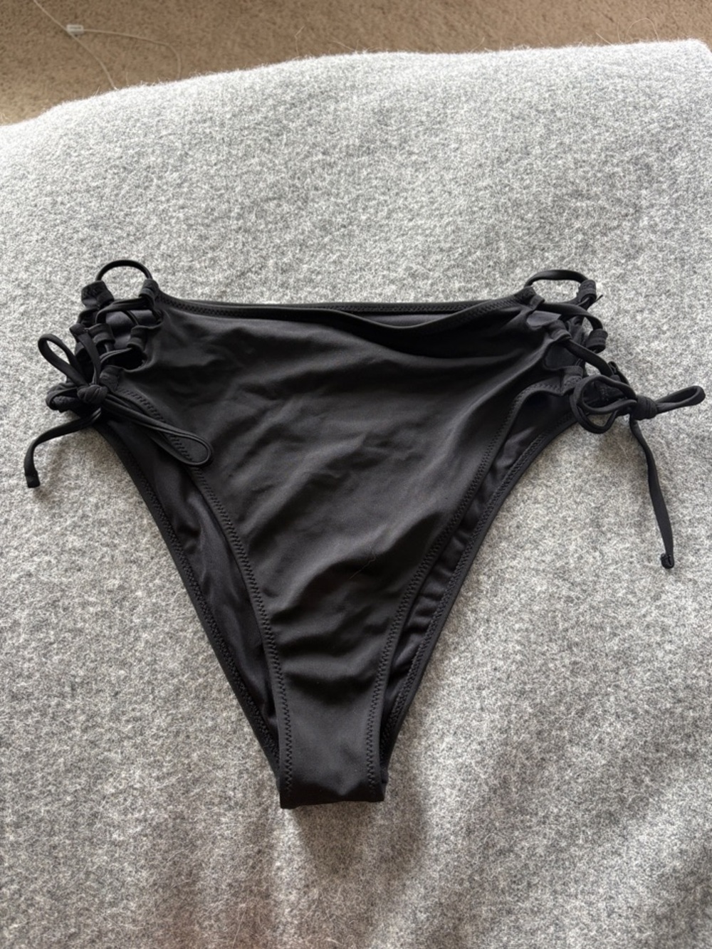 Shade & Shore Black Lace-Up Side-Tie Bikini Bottoms